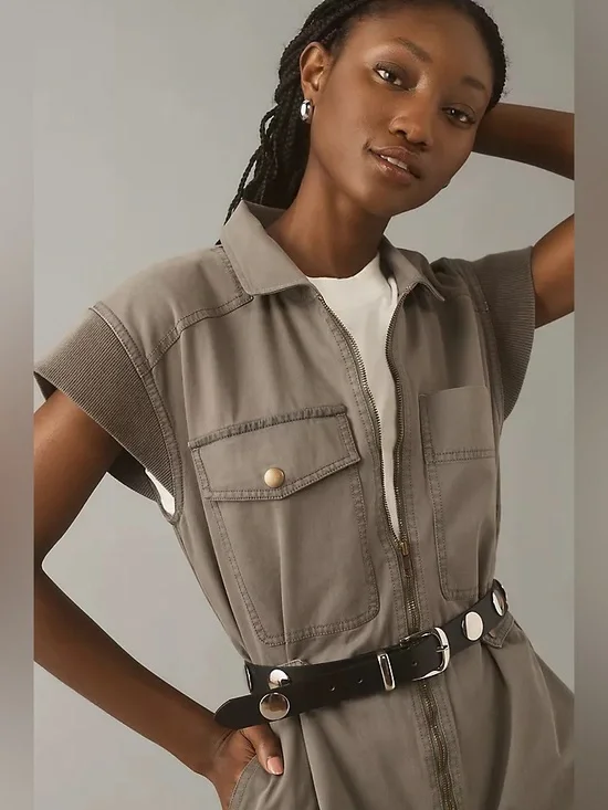 Anthropologie Pilcro Sleeveless Utility Romper | Size S | Green - Picture 8 of 10